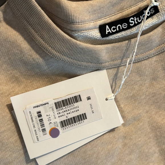acne studios CREW NECK SWEATSHIRT - NWT- Unisex size small -  Oatmeal melange - Picture 10 of 10